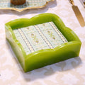 Green Palm Scalloped Acrylic Cocktail Napkin Holders