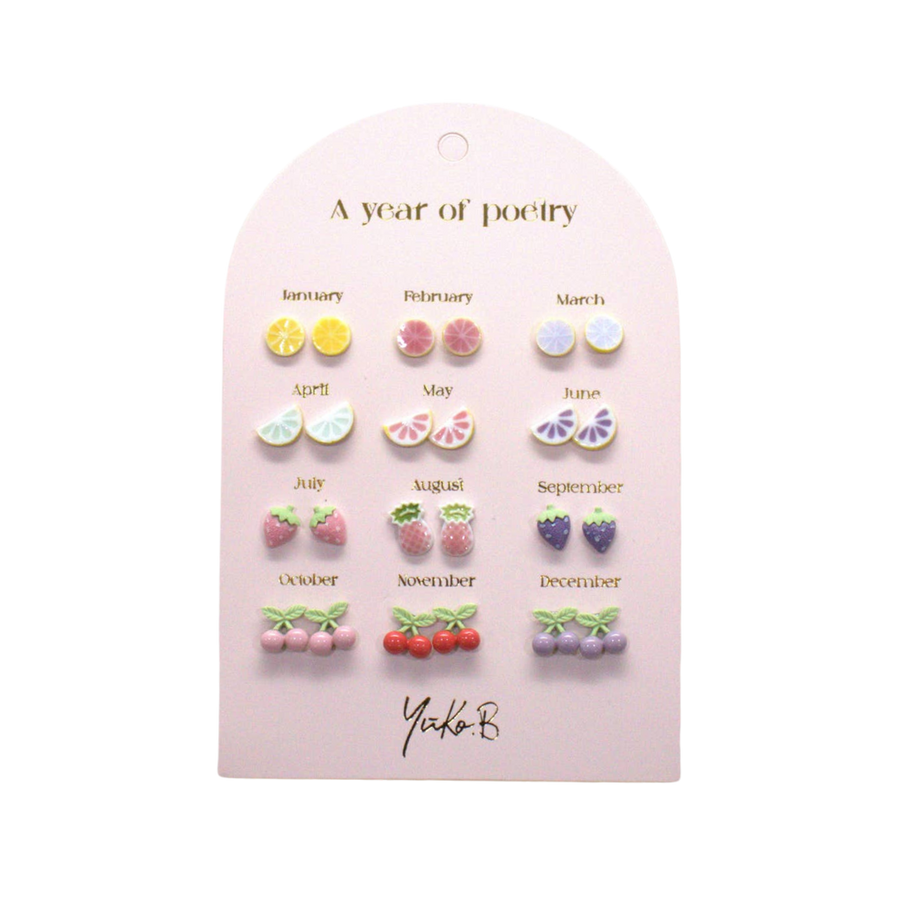 Stainless steel earrings for kids - A year of fruity Poetry