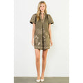 Short Sleeve Embroidered Detail Dress