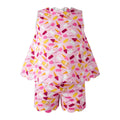 Bobbie's Shoppe pink cotton short set with ice cream print and scalloped edges. Sleeveless top and coordinating shorts.