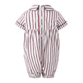 Bobbie's Shoppe red, white, and blue striped cotton babsuit with Peter Pan collar and smocked sailboat detail.