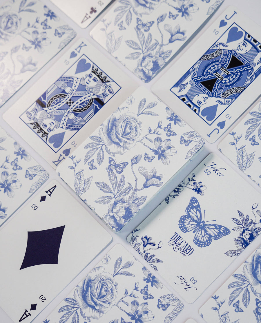 Blue Floral Canasta Cards with Points