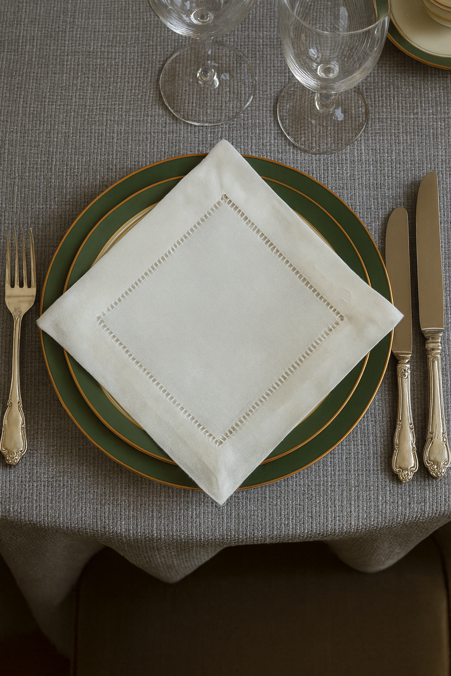 White Classic Hemstitch Linen Blend 6-Inch Napkin Coaster