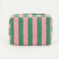 Striped Terry Cloth Cosmetic Pouch Bag
