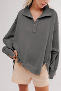 Half button outseam oversized sweatshirt