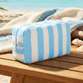 Striped Terry Cloth Cosmetic Pouch Bag