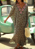Bohemian V-Neck Beach Colorful Print Dress Kaftan