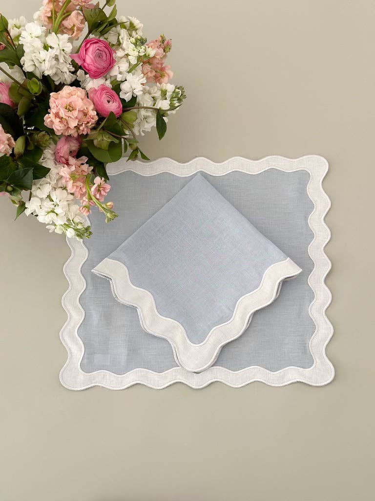 Fabric Placemats - Blue with White Ric Rac