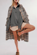 Half button outseam oversized sweatshirt