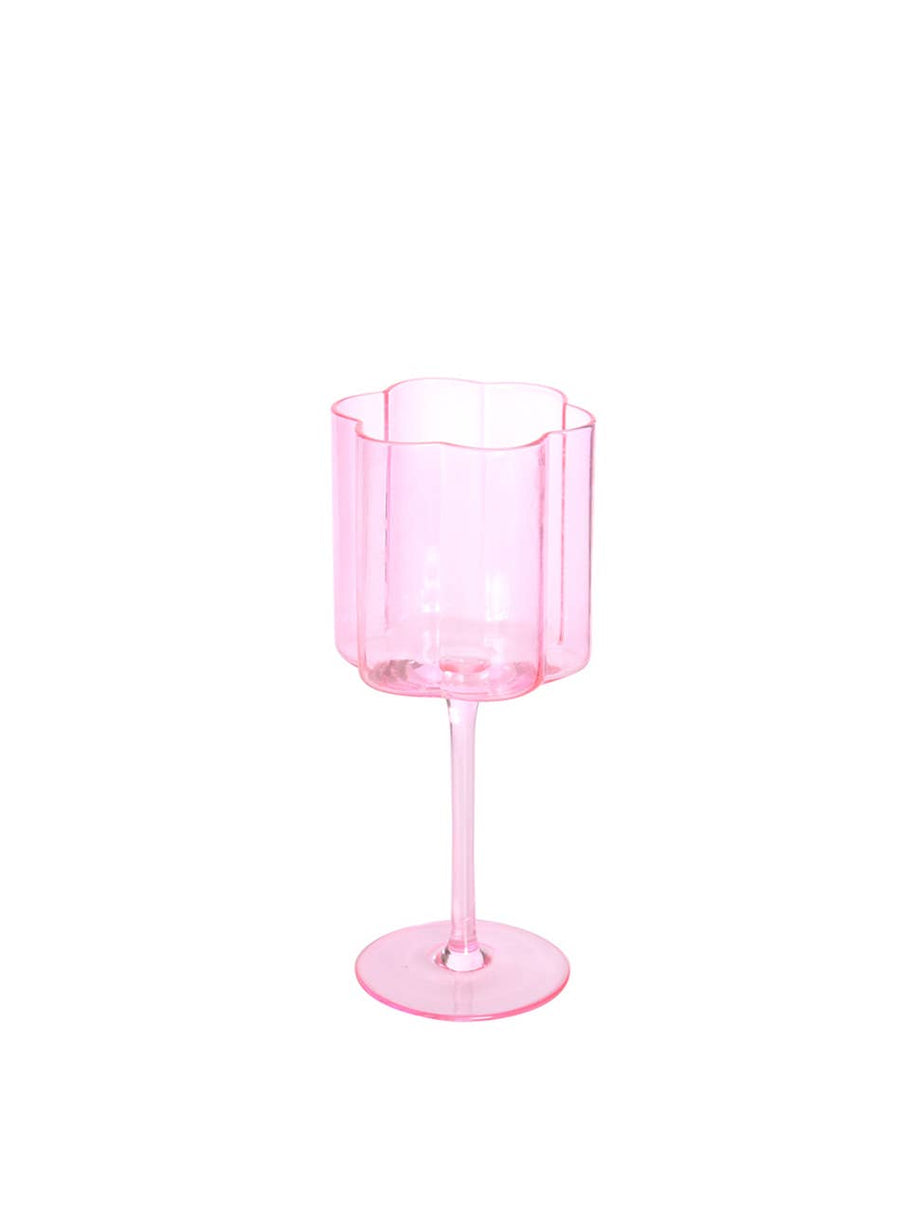 "Flower" Pink Crystal Wine Glass