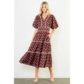 Puff Sleeve Tiered Print Dress
