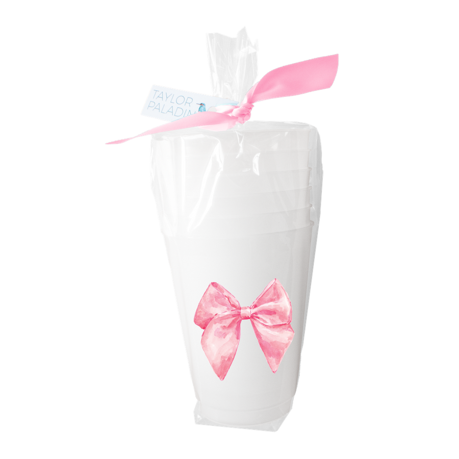 Pink Bow Frosted Cups