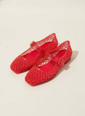 LISA Woven Jelly Mary Jane Flats Tapered Square Toe Trend Sh
