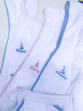 Blue Trim Towel Hoodie Robe