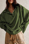 Half button outseam oversized sweatshirt
