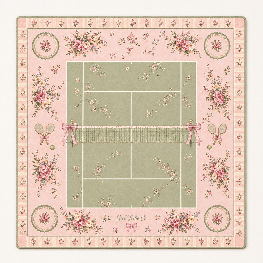 Tennis Court Vintage Floral mahjong mat 33"x33"