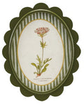 Oval MDF Framed Glass Scalloped Wall Decor with Flower & Striped Mat