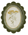 Oval MDF Framed Glass Scalloped Wall Decor with Flower & Striped Mat