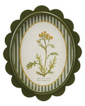 Oval MDF Framed Glass Scalloped Wall Decor with Flower & Striped Mat