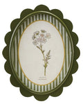 Oval MDF Framed Glass Scalloped Wall Decor with Flower & Striped Mat