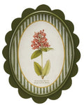 Oval MDF Framed Glass Scalloped Wall Decor with Flower & Striped Mat