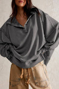 Half button outseam oversized sweatshirt