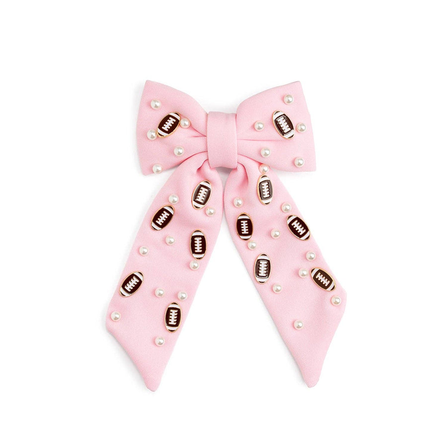 Football Pearl Bow Clip
