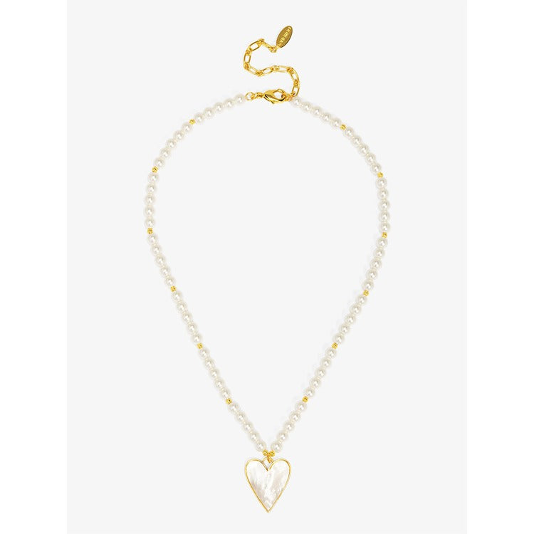 Sea Light Heart Mother Of Pearl Pendant Necklace