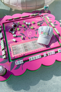 Splash-Proof Mahjong Card Holder for Pool Mahjong - Pink Scallops STANDARD SIZE