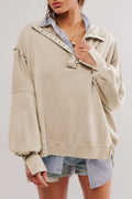 Half button outseam oversized sweatshirt
