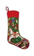 Christmas Rocking Horse Embroidered Stocking