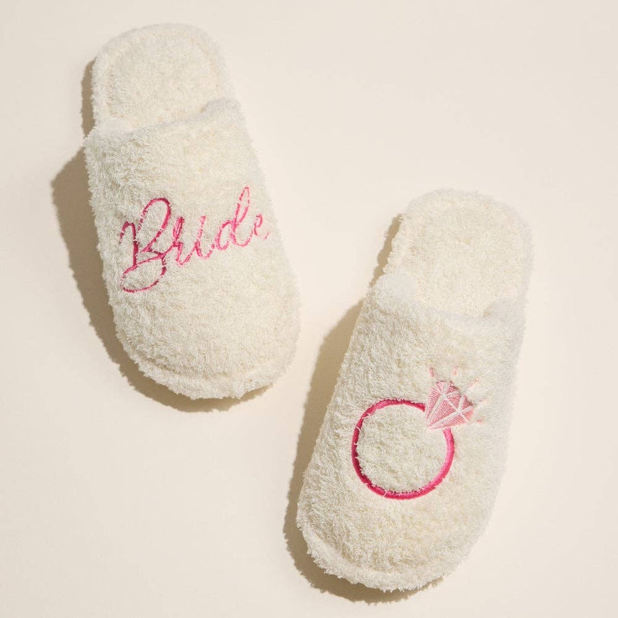 Bride and Ring Fuzzy Terry Slippers