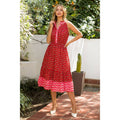 Halter Button Up Print Maxi Dress