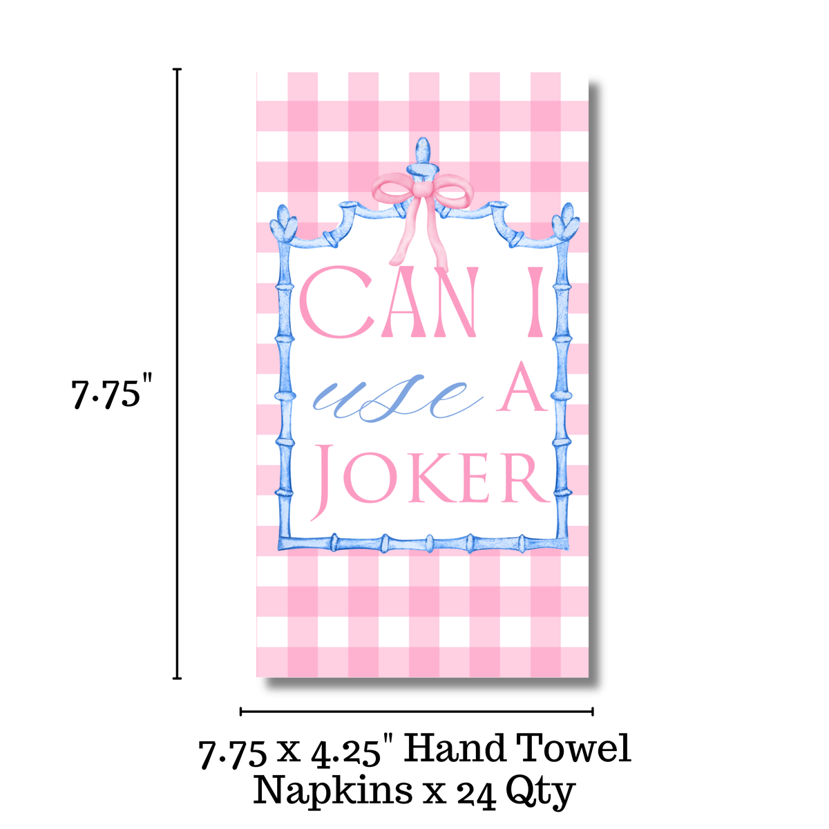 Mahjong Pink Plaid "Can I Use a Joker" 24ct Guest Napkins