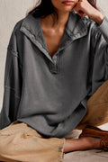 Half button outseam oversized sweatshirt