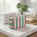 Striped Terry Cloth Cosmetic Pouch Bag