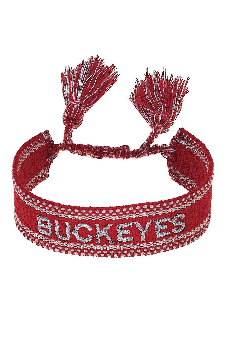 Ohio State Buckeyes Woven Tassel Bracelet in Red