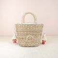 Mini Straw Tote Embroidered Westie