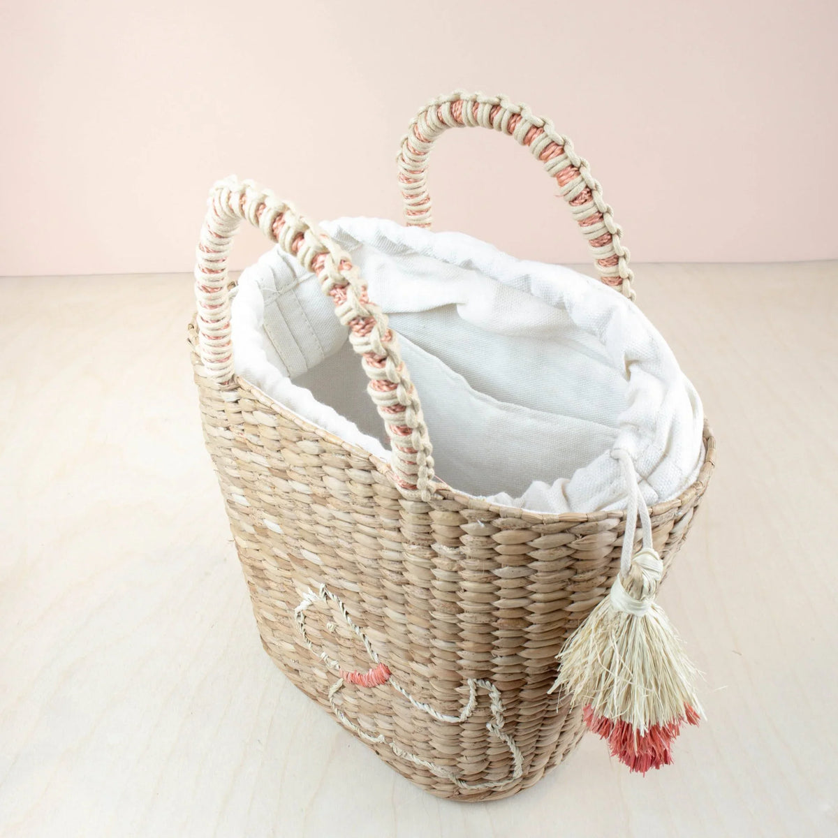Mini Straw Tote Embroidered Westie