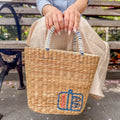 Mini Straw Tote Embroidered Sardine