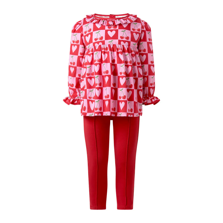 Cherry Heart Blouse & Legging set