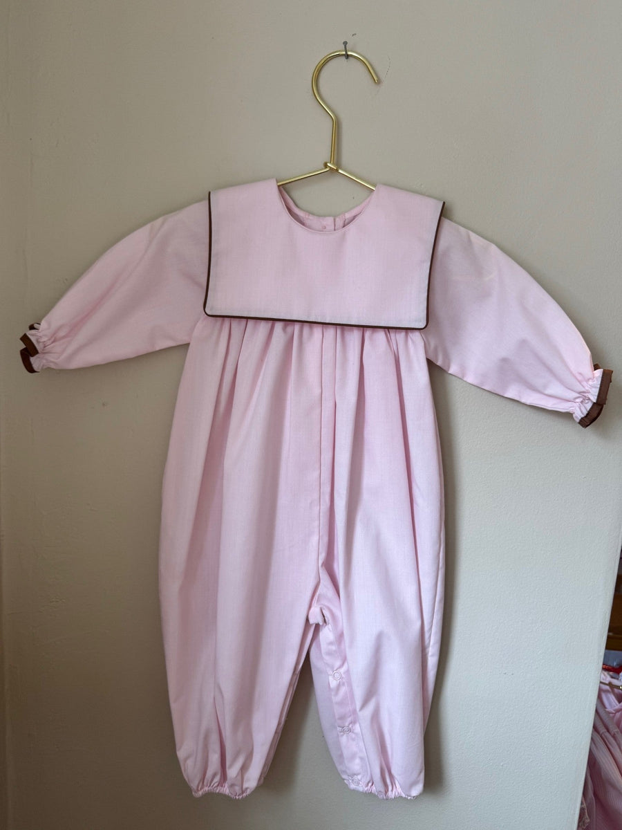 Girls Pink Longall with Toffee trim