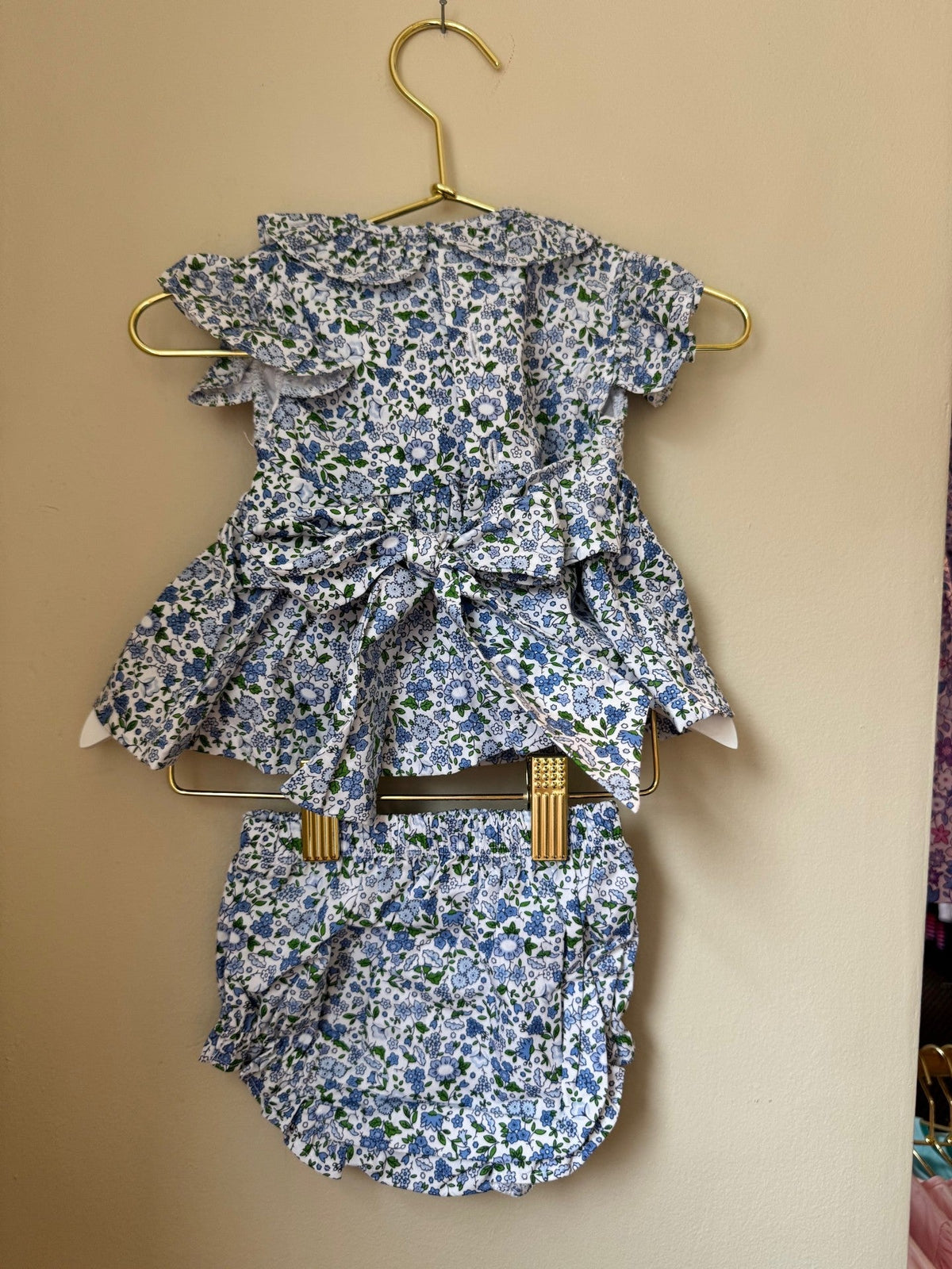 Olivia Blue Floral Pima Dress & Bloomers
