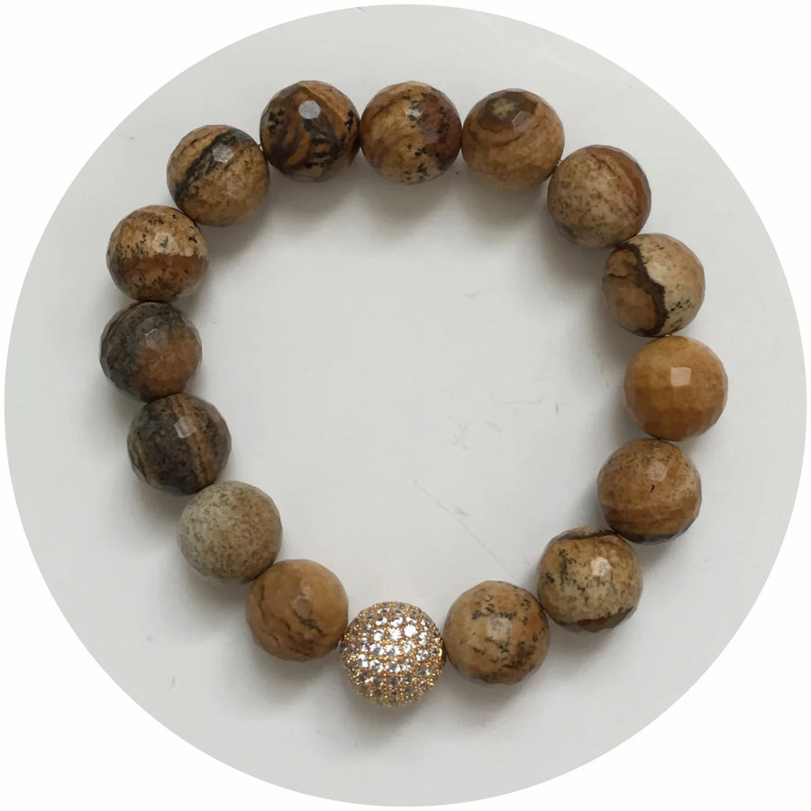 Gemstone Bracelet with Pave Stone