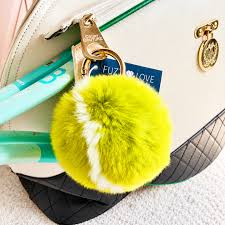 Fuzy Love Fur Real Tennis Ball Keychaoin