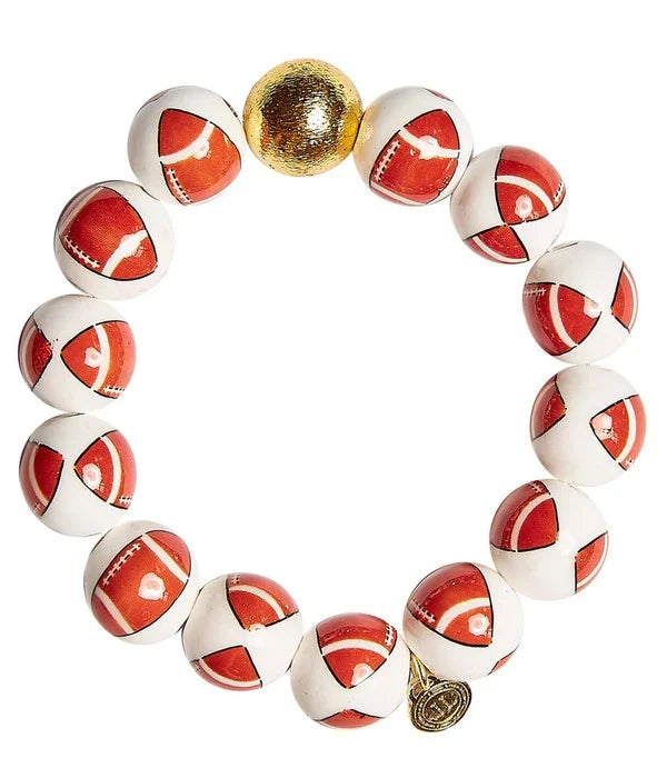 Georgia Ceramic and Gold Beaded Football Bracelet