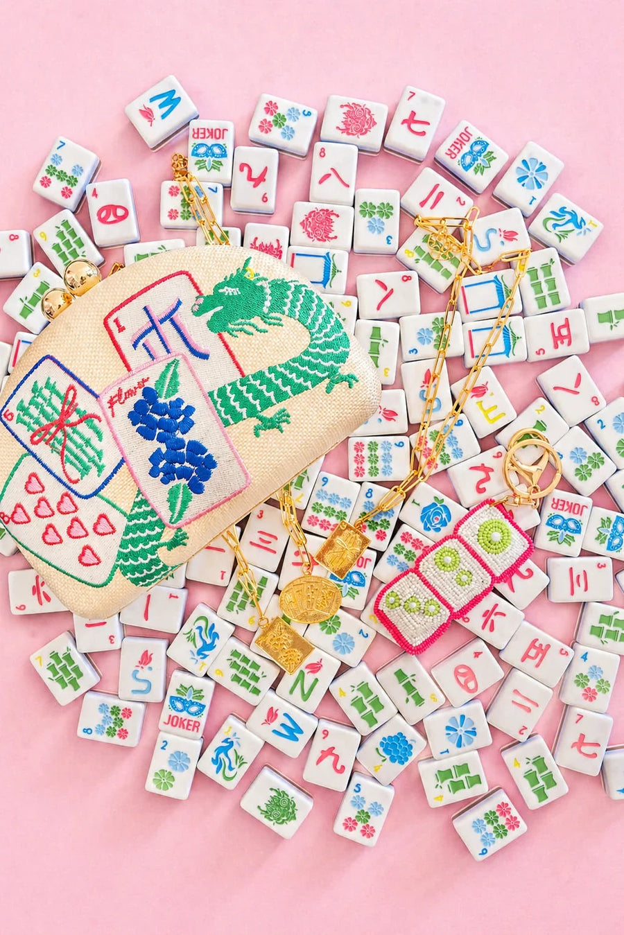 Mahjong Clutch Embroidered