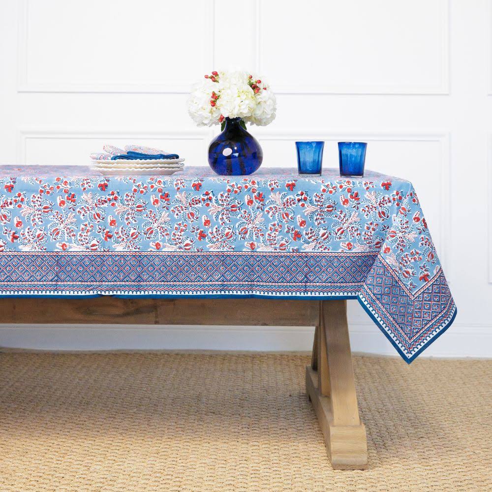 Grecian palm Red, White & Blue Table Cloth
