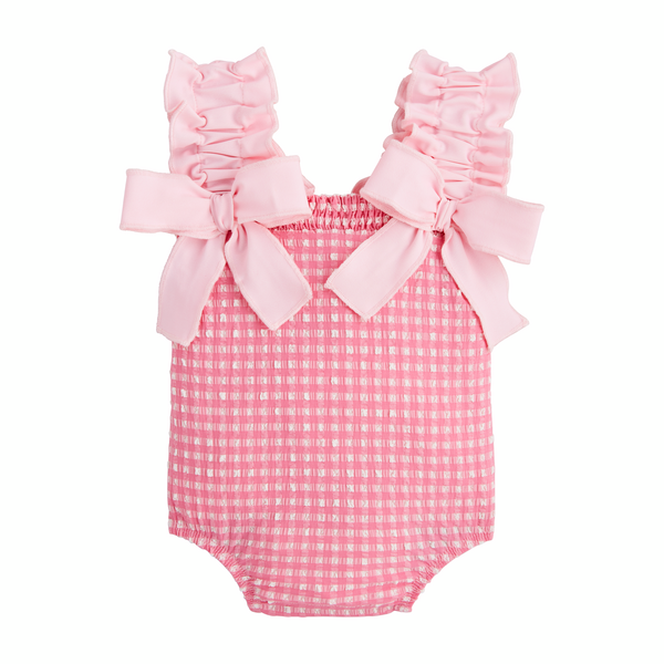 Pink Crinkle Gingham Swimsuit